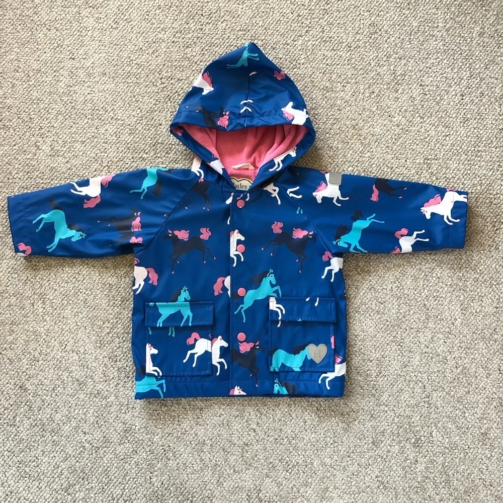 Hatley Baby Girls Prancing Horses Terry Lined Rain Jacket